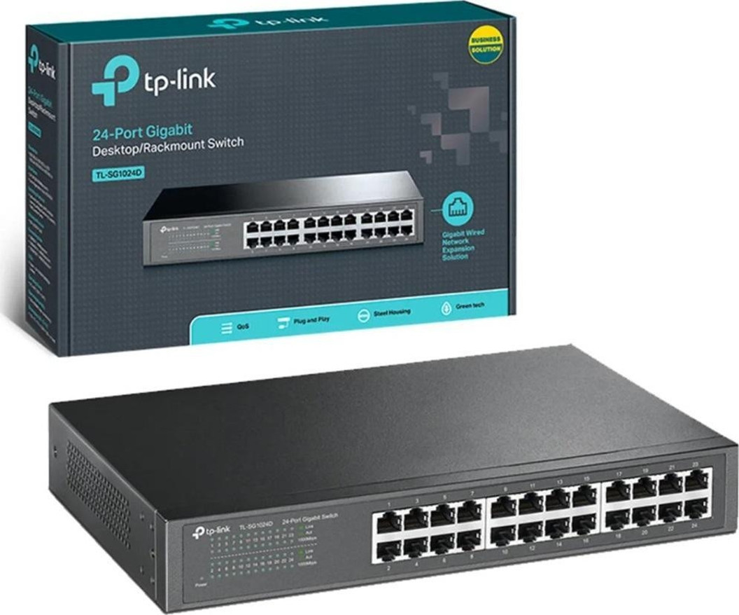 TP-LINK TL-SG1024 24 PORT 10/100/1000 24 PORT YONETILEMEZ RACK MOUNT SWITCH